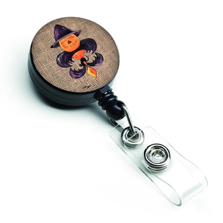 CAROLINES TREASURES Halloween Pumpkin Bat Fleur De Lis Retractable Badge Reel 8748BR